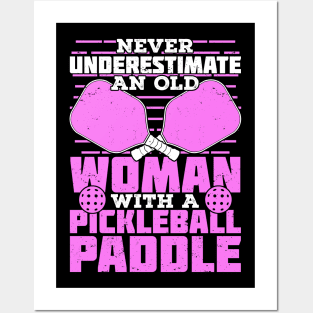 Old Woman Pickleball Player Gift Posters and Art